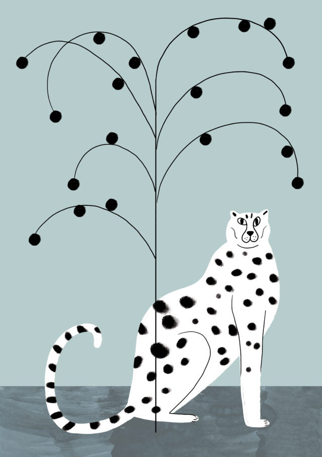 Artprint von Carolin Löbbert mit Gepard und Baum